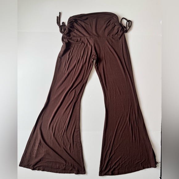 EARTHBOUND Brown Flare Palazzo Pants w/Side Slits, Women’s Size Medium - Picture 2 of 7
